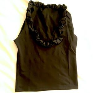 Crop top scoop ruffled neck